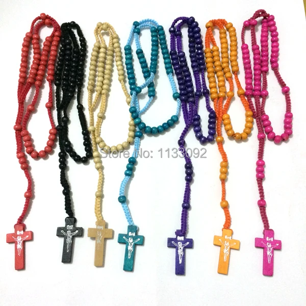 12 шт./лот бусы из дерева Розария смешанные цвета розари крест Rosery Jesus New Rosario ePacket