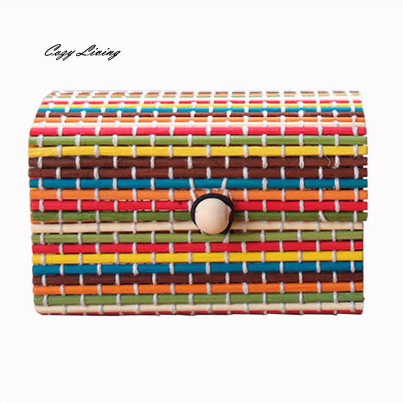 Декоративная шкатулка для хранения ювелирных украшений Бамбуковая деревянная