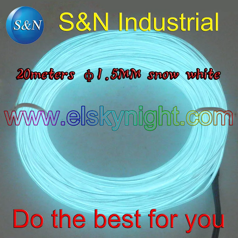

White 20M Flexible Wire Rope Tube Neon Light &100-240VACinverter for holiday,party,festival and house decoration freeshipping