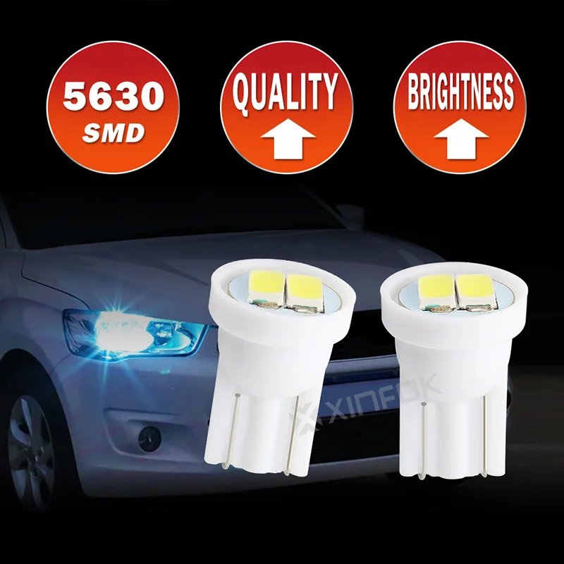 10 шт. T10 W5W Светодиодная лампа 2 SMD LED белый синий красный 194 168 5630 Автомобильный