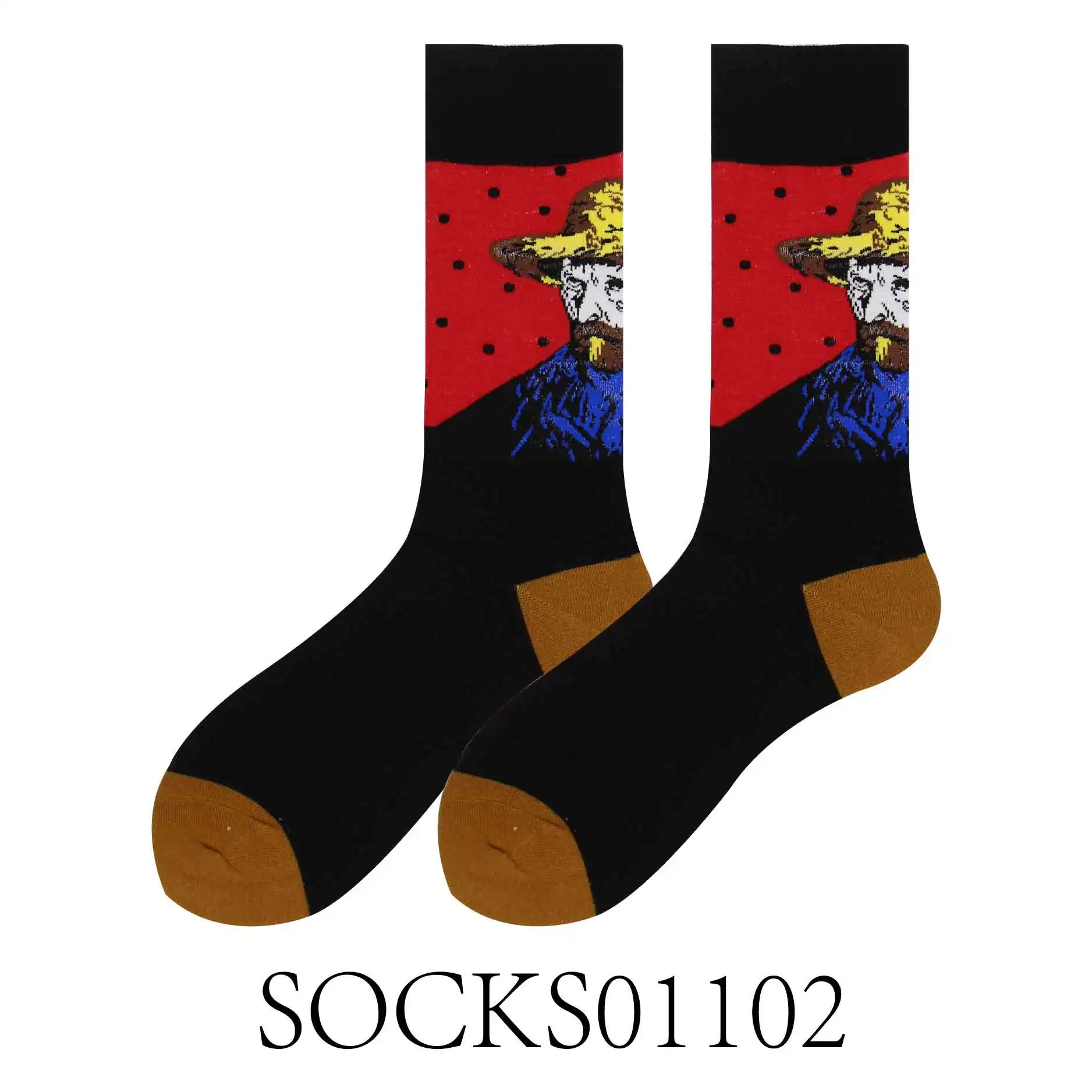 SOCKS01102 Новинка 2019года, подарочные носки из чесаного хлопка, Omar Van Gogh, Автопортрет, всемирно известные картины, можно сочетать с джинсами, штаны для отдыха - Цвет: SOCKS01102