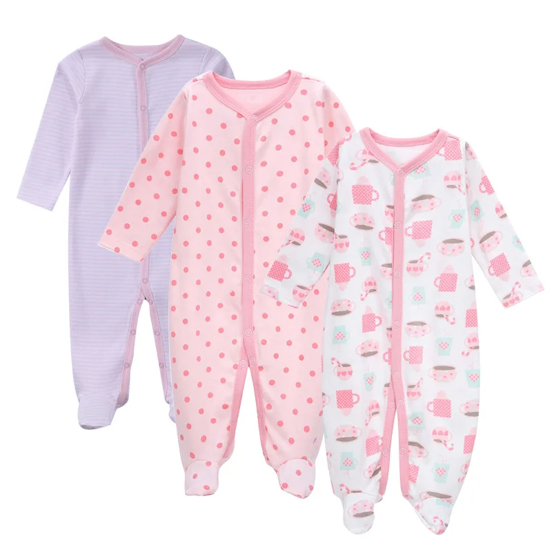 3 шт. детский хлопковый комбинезон с круглым вырезом | Мать и ребенок