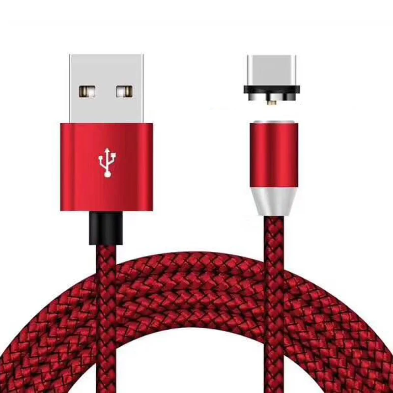 Red 1 м светодиодный магнитный кабель для быстрой зарядки для iPhone 11 XR XS MAX X 8 7 6S Plus Micro usb type-C Магнитный USB кабель для зарядки телефона - Тип штекера: Red