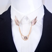 high grade vintage angel wings brooches pins corsage men suit badge tassel chain shirt collar lapel pin buckle christmas jewelry