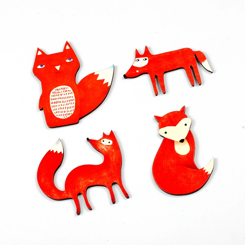 4 шт. Винтажная Коллекция с разным рисунком лисы подвески по дереву для