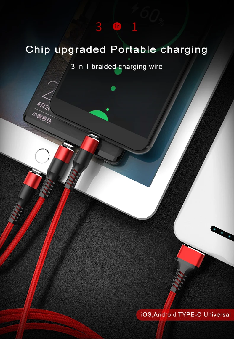 3 в 1 usb кабель Линия для Android type-c микро линия передачи данных Быстрая зарядка зарядное устройство usb кабель type c для samsung для oneplus 6t кабель