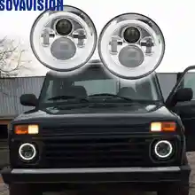 2X для lada niva 4x4 7 дюймов светодиодные фары Halo Кольцо Ангел глаз DRL