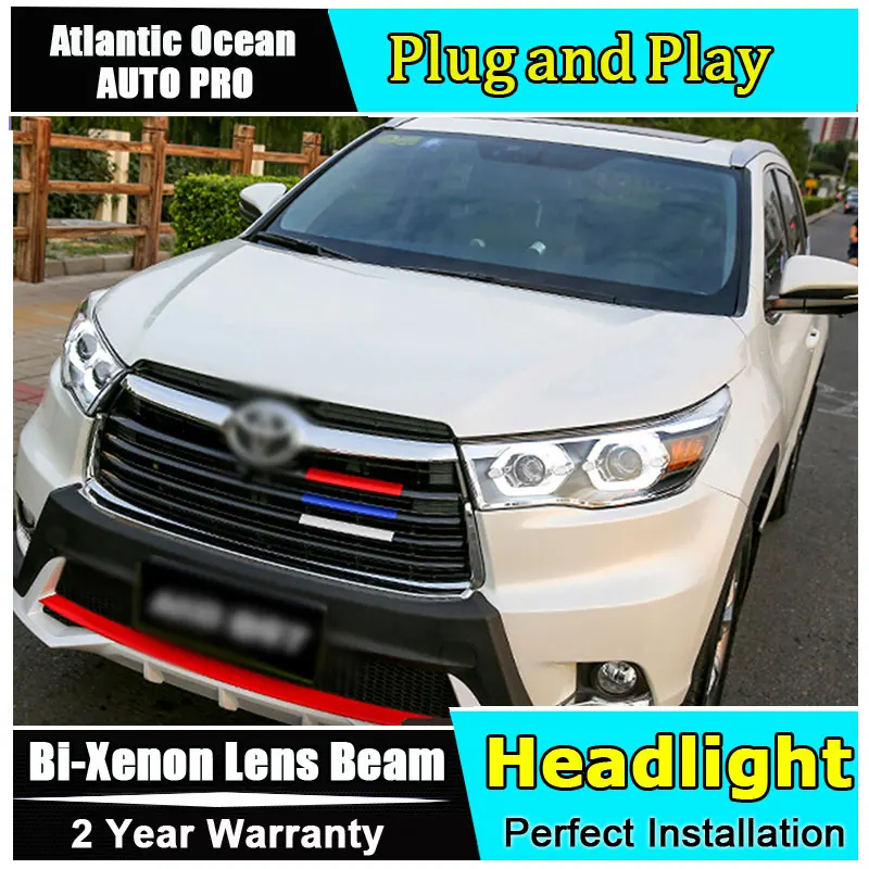 

Car Styling for New Kluger Headlights 2014-2016 for Toyota Highlander LED Headlight Toyota LED Lens Double Beam HID KIT Xenon
