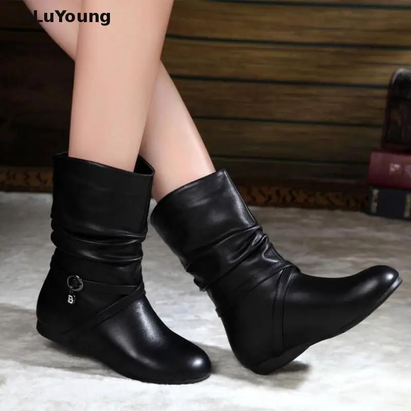 

Women's Winter Flat Bottomed Boots British Shoes Woman Snow Boots