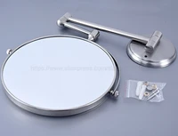 double side bathroom folding brass shave makeup mirror brushed nickel wall mounted dual arm extend bath mirror zba636