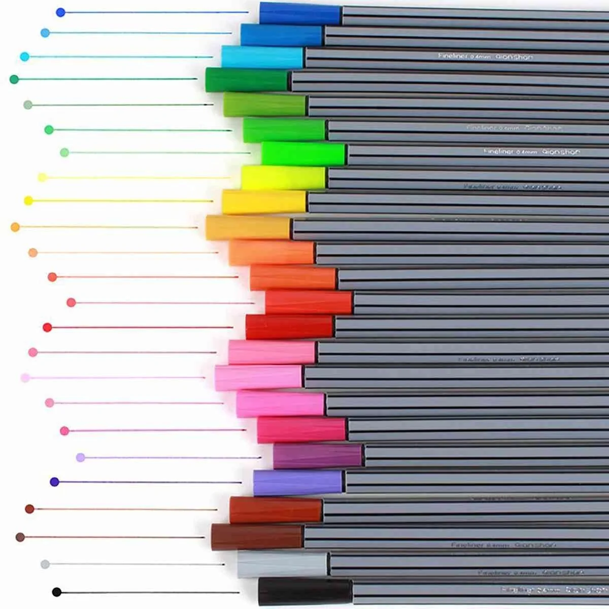 24 Colors 0.4mm Fineliner Pens Color Fineliners Set Art Painting Markers Ink pen Pen | Канцтовары для офиса и дома