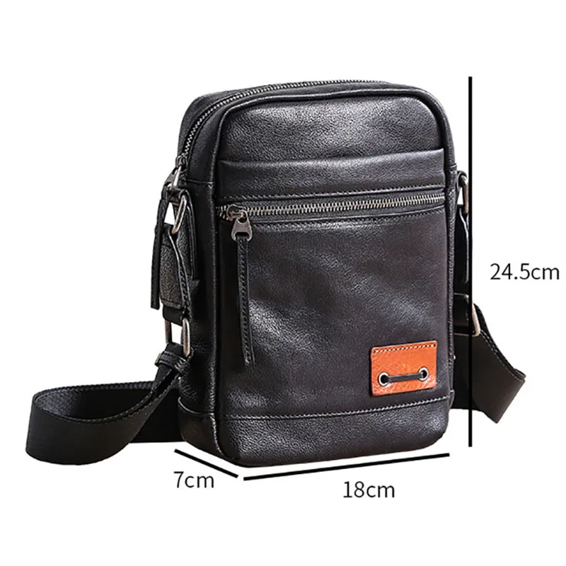 

AETOO Male leather casual vertical small cross bag, trendy simple head cowhide men's bag, shoulder bag