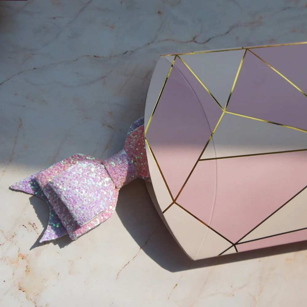 Золотистые и розовые драгоценные камни коробка в форме подушки подарок 10 шт. | Дом