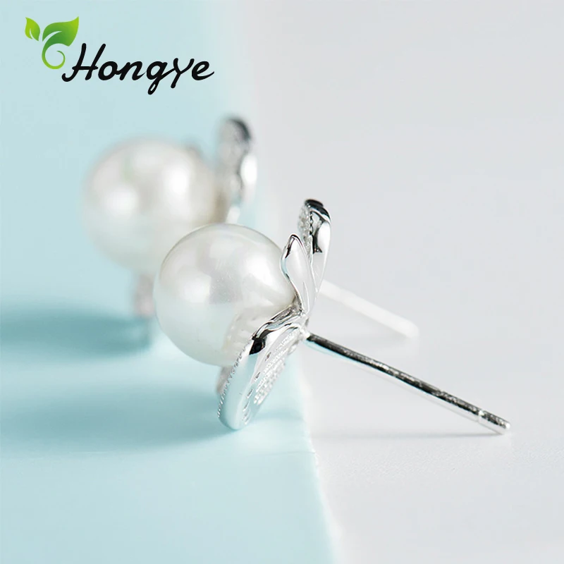 Женские серьги-гвоздики из серебра 925 пробы с жемчугом | Украшения и аксессуары