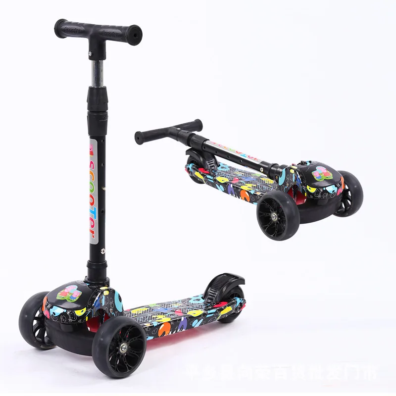 Новый детский скейтборд многофункциональный складной Ворон рис высокий самокат