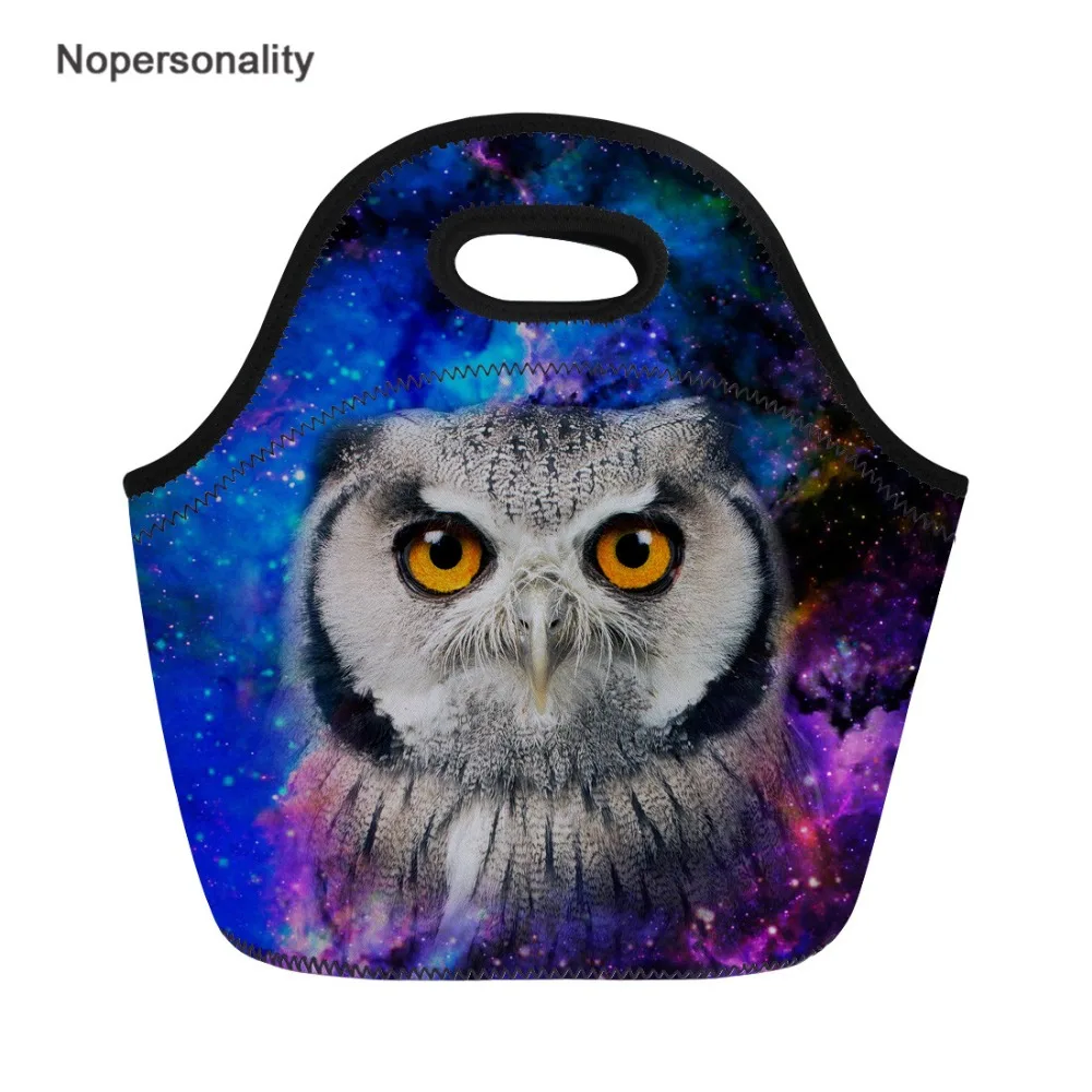 

Nopersonality Lunch Bags for Women Fashion Owl Animal Print Lunchbox Custom Portable Insulation Neoprene Thermal Picnic Food Bag