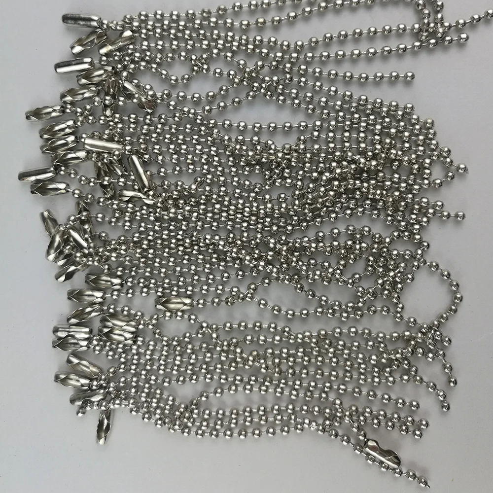 100PC Clasp Ball Chains Keychain Tag 2.4mm 10cm DIY Craft Silver Tone Connector Plated Clasp Steel Ball Beads Tag Keychain Chain