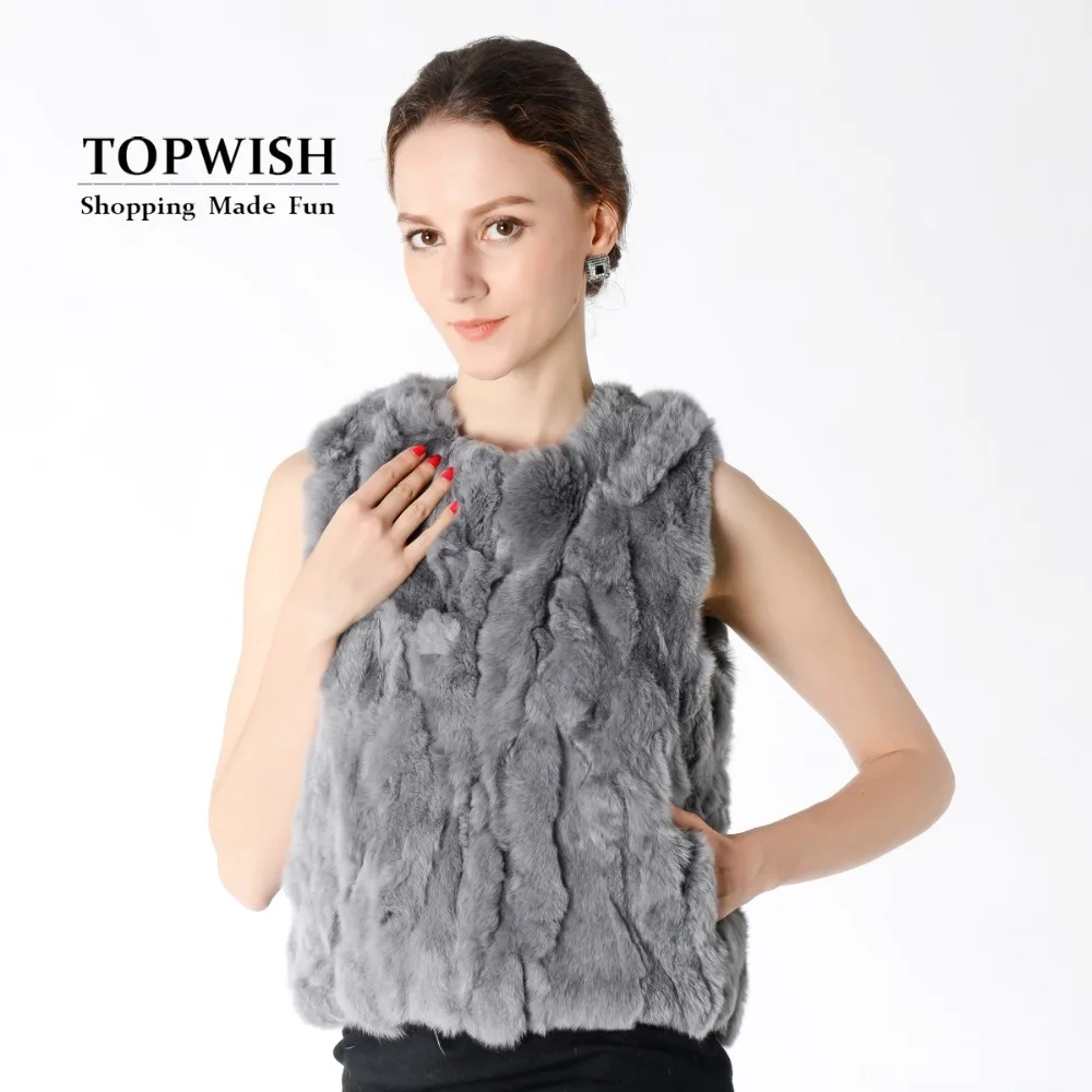 Новое поступление 100% настоящий мех кролика короткий жилет для женщин оптовая