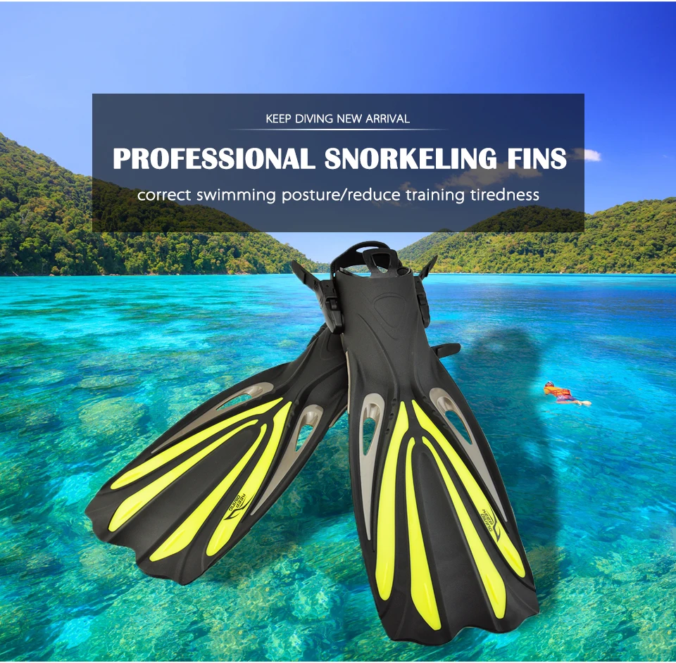 Keep Diving/длинные плавники для подводного плавания с открытым каблуком, регулируемые для подводного плавания, ласты для плавания, специально для дайвинга, обувь Monofin gear