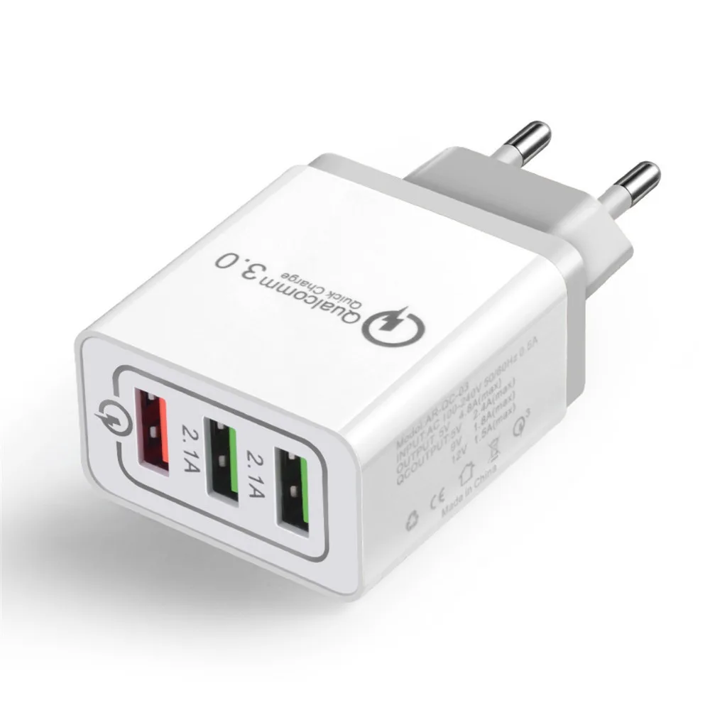Настенное зарядное устройство адаптер 3 порта Быстрая зарядка 0 Micro USB быстрая