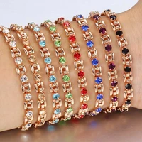 womens bracelet square bismark cz stone 585 rose gold color bracelets for women jewelry accessories gifts 5 5mm hgbm101