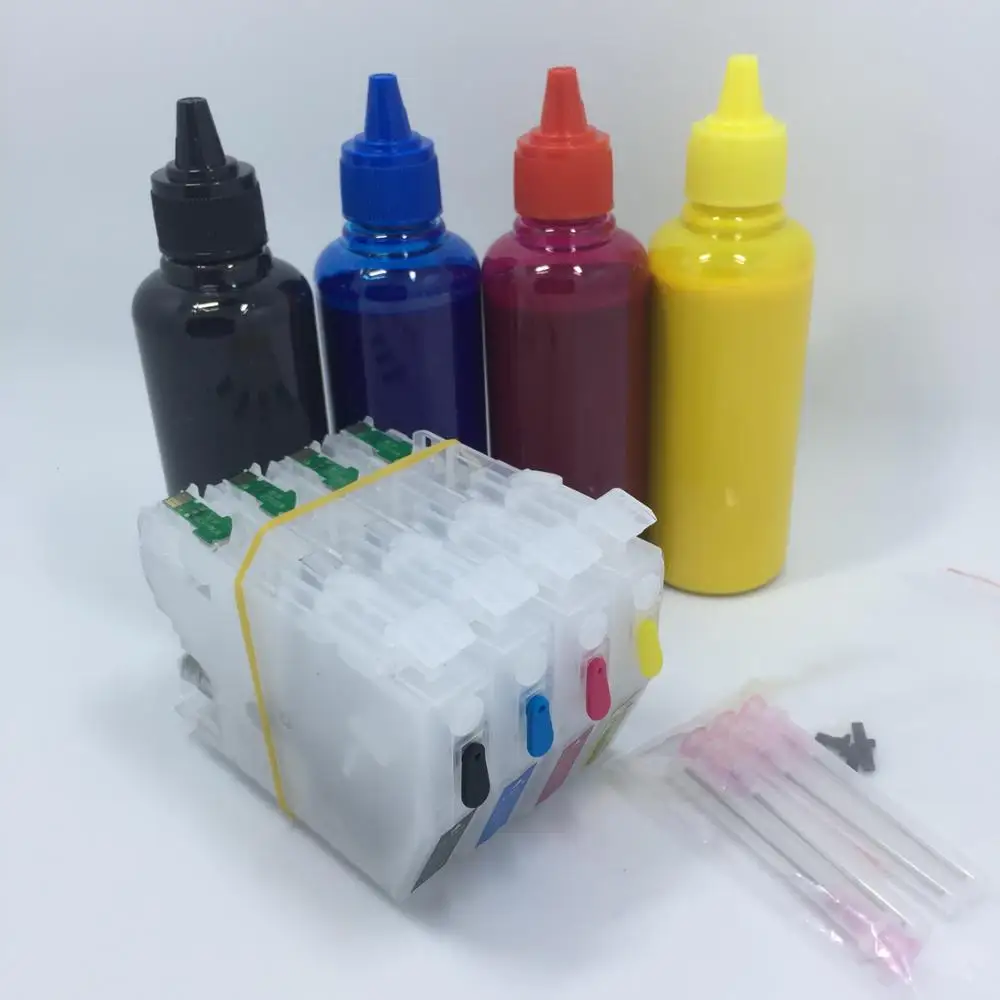 YOTAT 4*100ml Pigment Ink + Refillable Ink Cartridge LC3111XL LC3111 for Brother DCP-J972N DCP-J973N-W/B DCP-J572N MFC-J893N