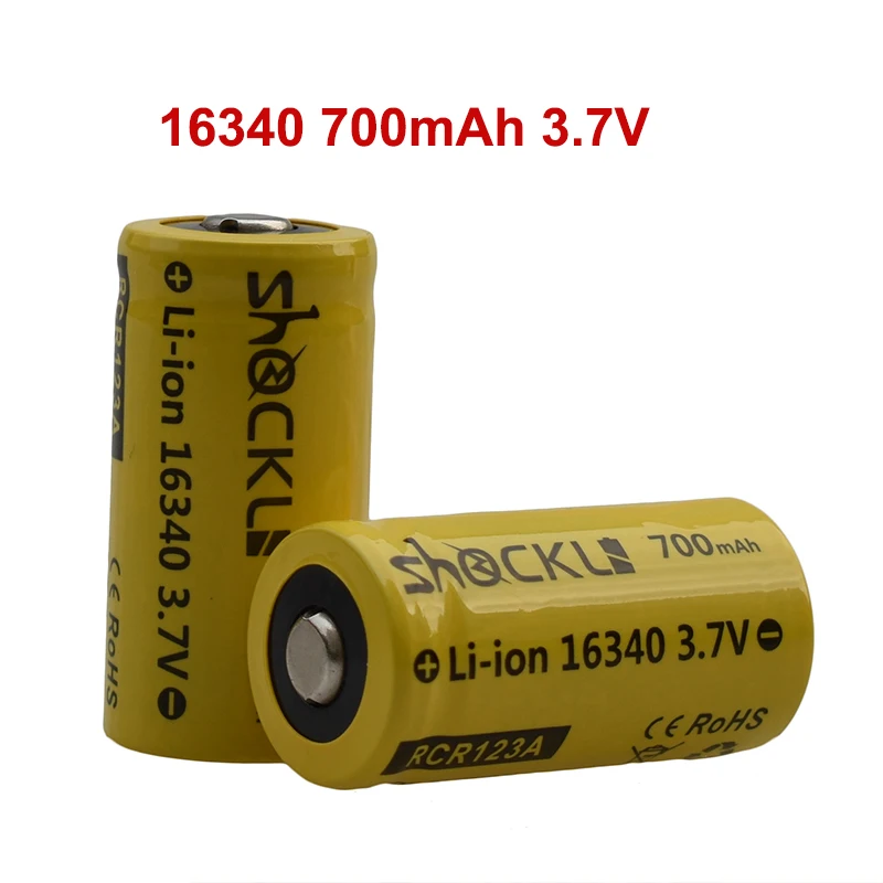 4 шт./лот RCR123A батареи Shockli 16340 700 mAh 3,7 V литий-ионная аккумуляторная батарея cr123a Для дома камера светодиодный фонарик налобный фонарь