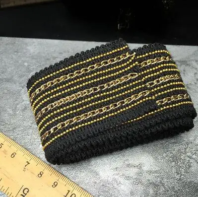 L4 black 47mm 5yds золотая цепочка с серебряными бусинами кружевная лента винтажная Ткань кружево с блестками свадебное платье Dentelle Аппликация Швейные принадлежности - Цвет: L4 black 47mm