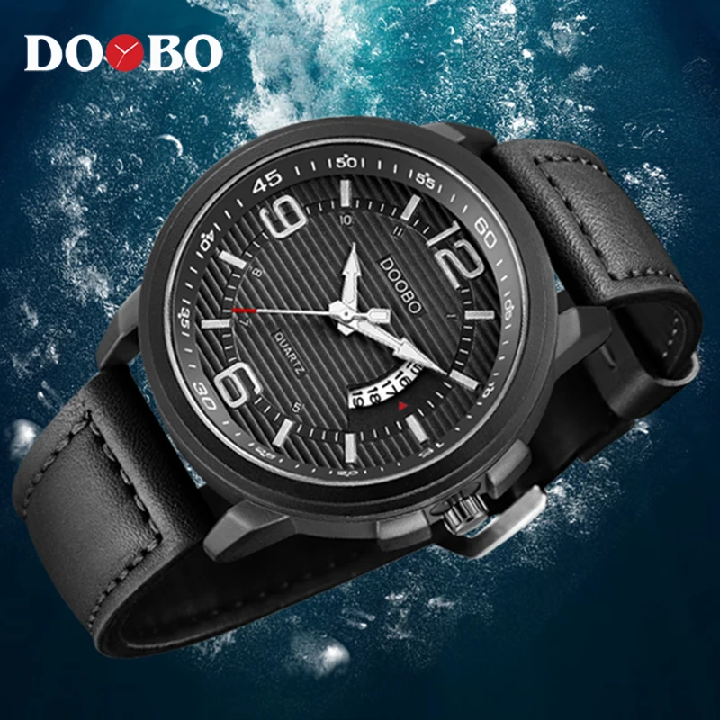 Оригинальные спортивные часы DOOBO мужские от топового бренда Роскошные с кожаным