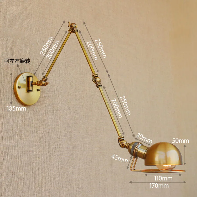 Винтажный настенный светильник в стиле ретро Лофт|applique murale|edison wall sconcearm light |