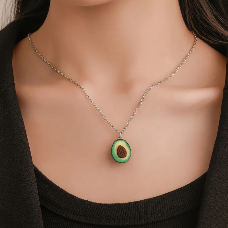 8Seasons Fashion Creative Fruit Pendant Necklace Jewelry Silver Color Link Chain Avocado Trendy Charms 1 PC | Украшения и