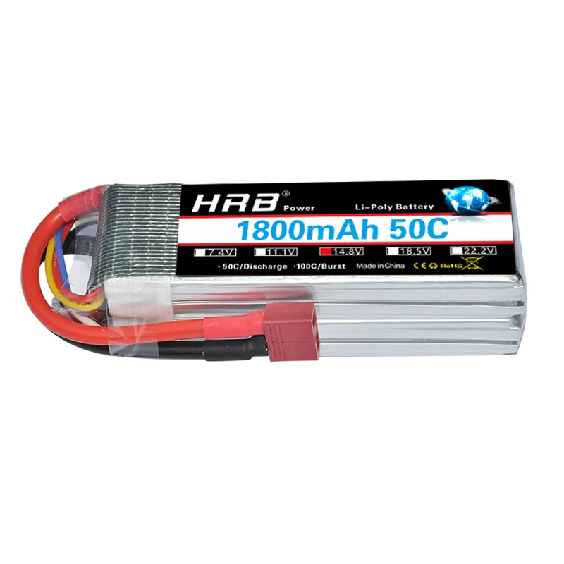 Батарея HRB RC Lipo батарея 14 8 в 1800 мА/ч 50C MAX 100C перезаряжаемая для вертолета
