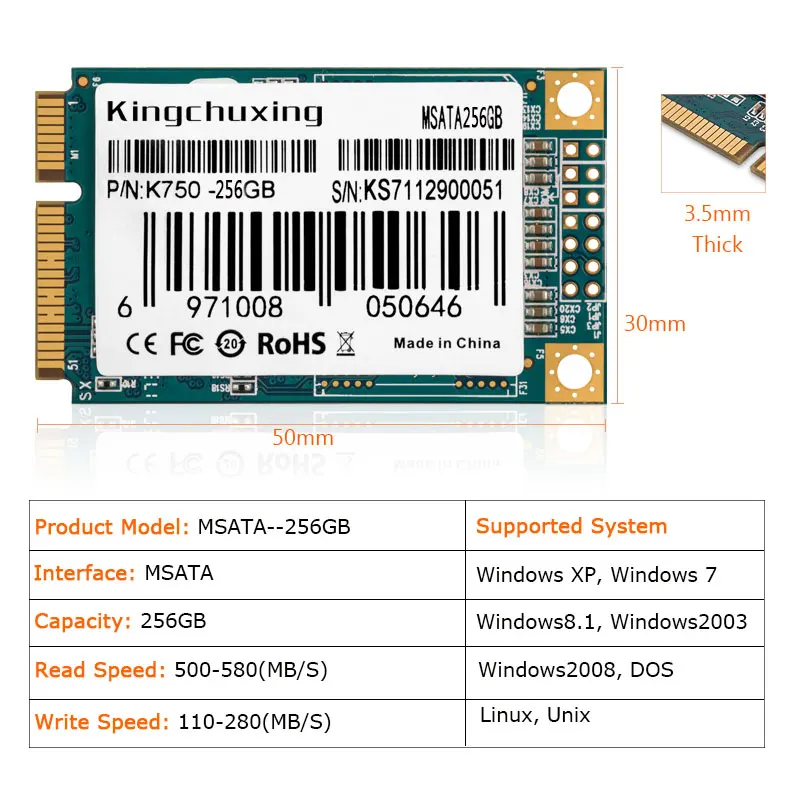 Kingchuxing mSATA SSD 512  128 256 1  SATA     SSD 3D NAND SSD  HP
