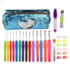 Набор крючков для вязания, эргономичная мягкая ручка, 2,0-10,0 мм, крючок для вязания, Швейные аксессуары с сумкой для хранения