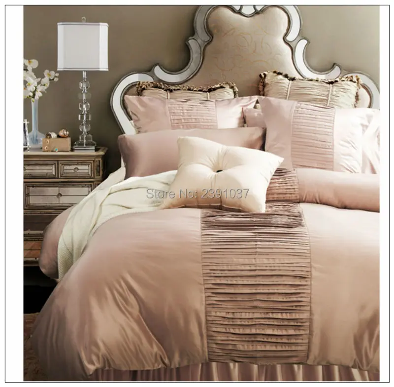 

High Quality European style Pink 4pcs Bedding Set, Duvet Cover Set Bed Sheet Plaid Bedding Home textiles For Queen King bed Size