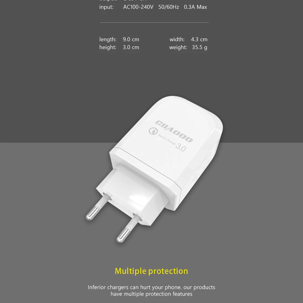 CBAOOO USB Зарядное устройство 2-Порты и разъёмы USB Wall Зарядное устройство ЕС штекер USB ЗУ для мобильного телефона быстрой зарядки стены Зарядное устройство для iPhone 6 samsung