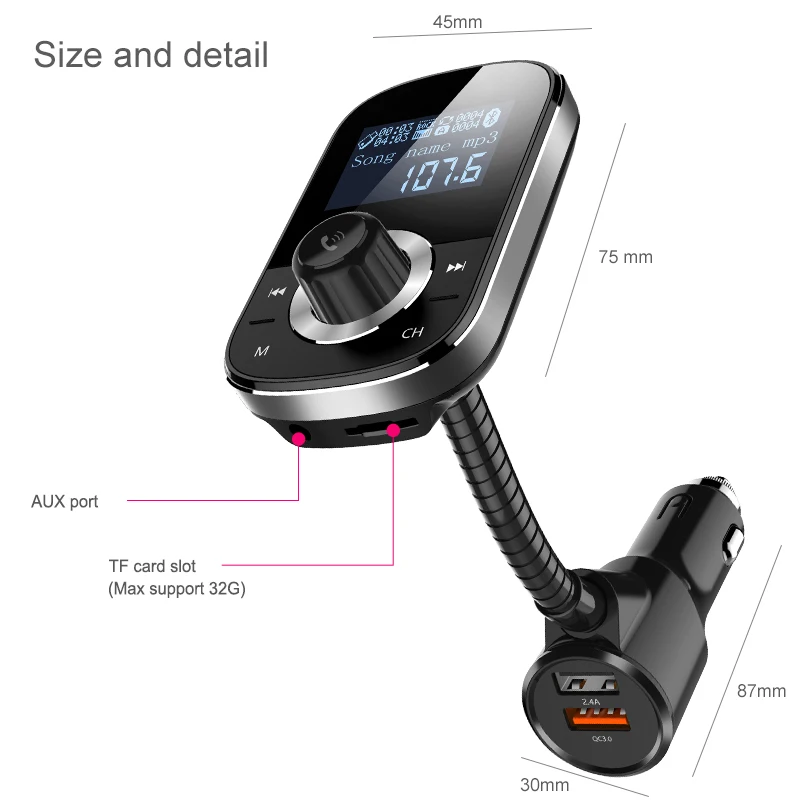 FDOMAIN 2018 Новинка QC3.0 Быстрая зарядка Bluetooth автомобильный комплект громкой связи