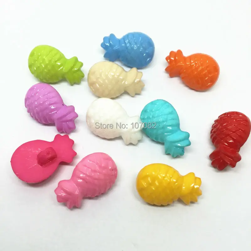 

1000pcs 12*19mm Mixed Pineapple Shaped Buttons Plastic Fruit Sewing Baby Sweater Button Embellishments Cardmaking Scrapbooking