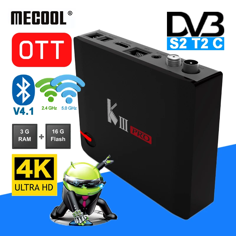 Телевизионная приставка MECOOL KIII PRO ТВ-бокс Android процессор Amlogic S912 3/16 Гб декодер