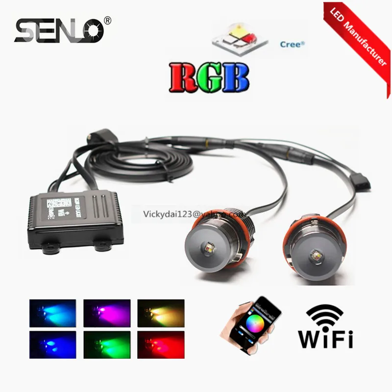 Хит, популярный, Wifi, управление, rgb led Angel Eye E39 E60LCI, 20 Вт, canbus, многоцветное изменение для Ee61, e64, E39, E60, E65, E53, X5, E83, X3