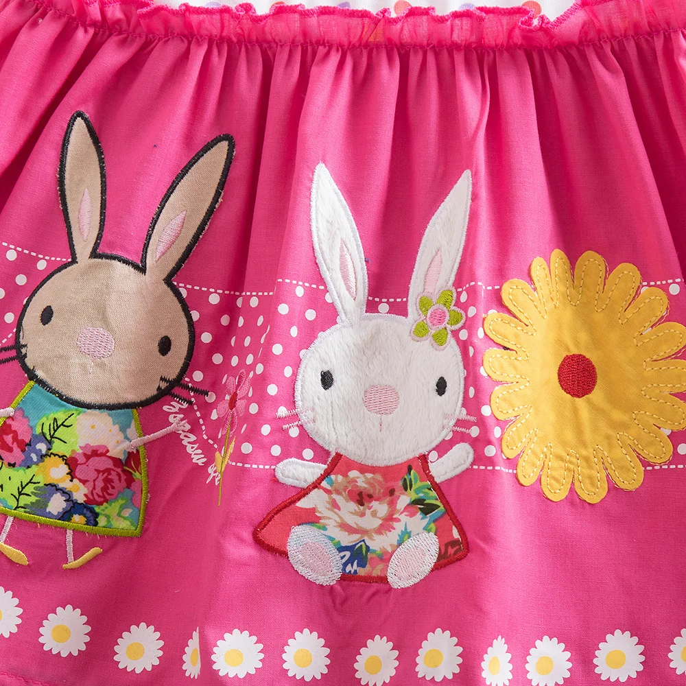 JUXINSU Girl Short Sleeved Dress for Kids Baby Summer Cotton Flower Stripes Little Girl's Clothes 3-8 Years SH4829 | Детская одежда