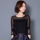 Блузки 2020 осень зима кружевная блузка Модные Вязаные кружевные топы рубашка с длинным рукавом Женские блузки красный черный синий размера плюс Топ