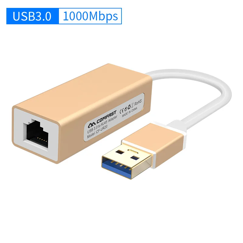 

USB 3.0 to RJ45 10/100/1000Mbps Gigabit High Speed RJ45 Ethernet LAN Network Adapter for Win 7 8 10 Linux Laptop Desktop Macbook