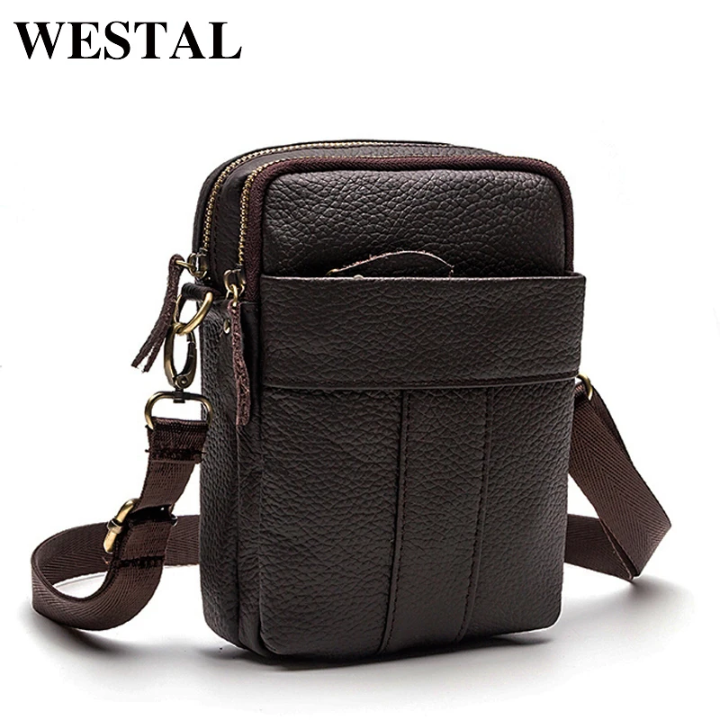 WESTAL сумка из натуральной кожи мужские сумки мессенджеры карман для сотового