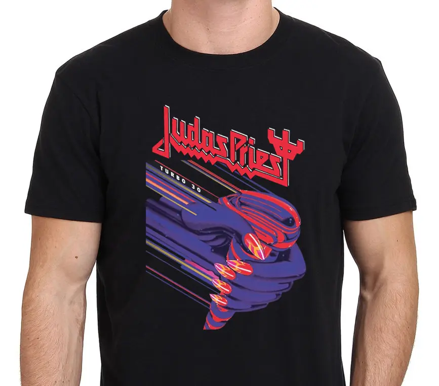 Judas Priest Turbo 30 Новый мужская Черная Футболка|Мужские футболки| |