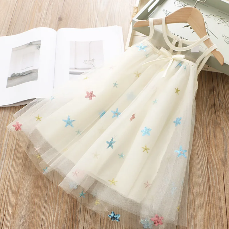 Jargazol Summer Flower Girls Dresses 2019 Star Embroidery Sleeveless Princess Dress Elegant Sequins Toddler Girl Outfits | Детская