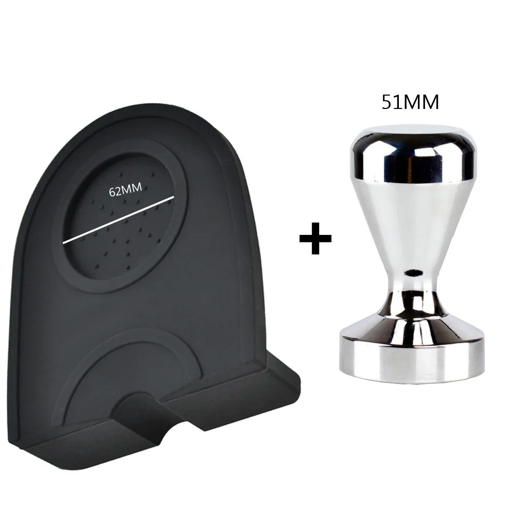 Tamper Mat Силиконовый коврик для кофе, ручка из нержавеющей стали, чашка для ушей, молочный кувшин, вытяжной цветок, кофейная пена, спрей, шаблон из нержавеющей стали, Темпер для кофе - Цвет: Tamper Mat