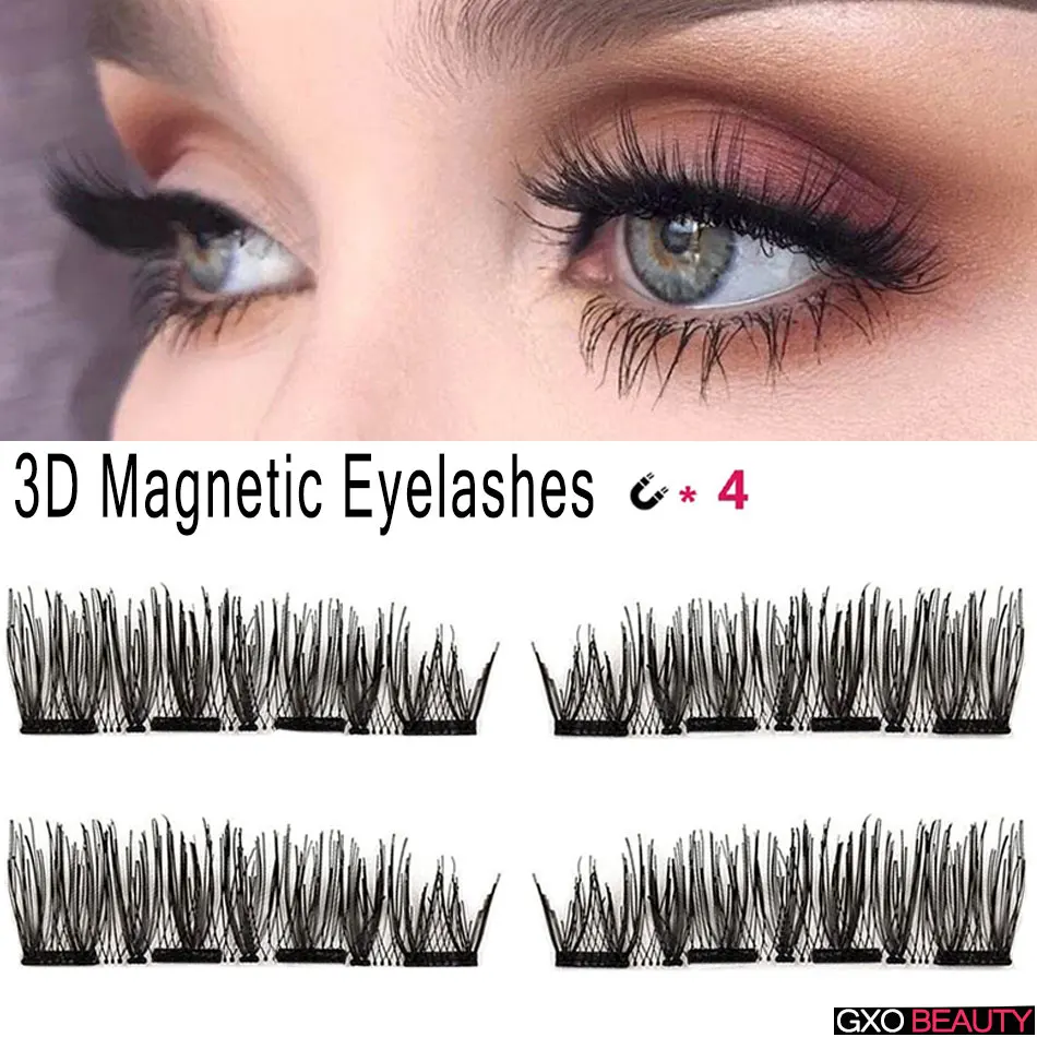 Gxobeauty 4 магнита 6D Магнитная ресницы натуральный черный Удобная макияж Tools
