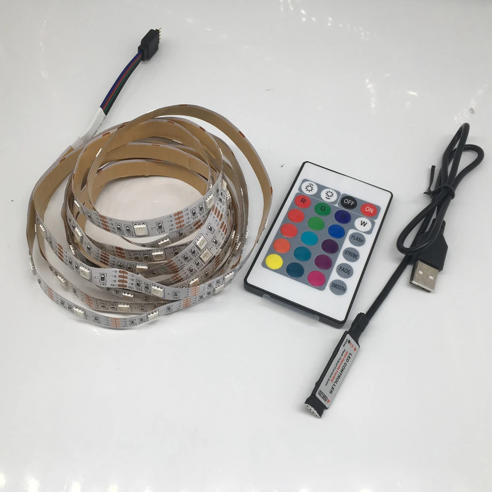 DC5V USB светодио дный полосы 5050 RGB гибкие свет 1м 2м ТВ фонового освещения RGB светодио дный клейкая лента IP20/IP65 водонепроницаемый