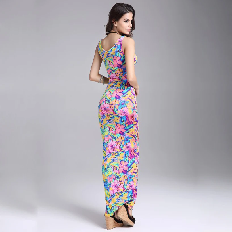 Yuoomuoo новый летний Для женщин длинное платье Европейская мода Bodycon Обёрточная